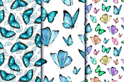 Set of watercolor blue butterflies, an Illustration by Art Watercolor (Thumbnail 3 of 6)