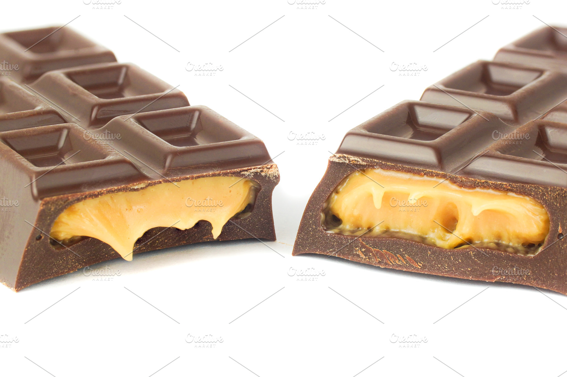 Chocolate bar isolated on white back, a Food & Drink Photo by AlexBush