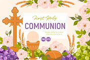 First Holy Communion. Vector set, a Seasonal Illustration by Tata Pilip (Thumbnail 1 of 8)