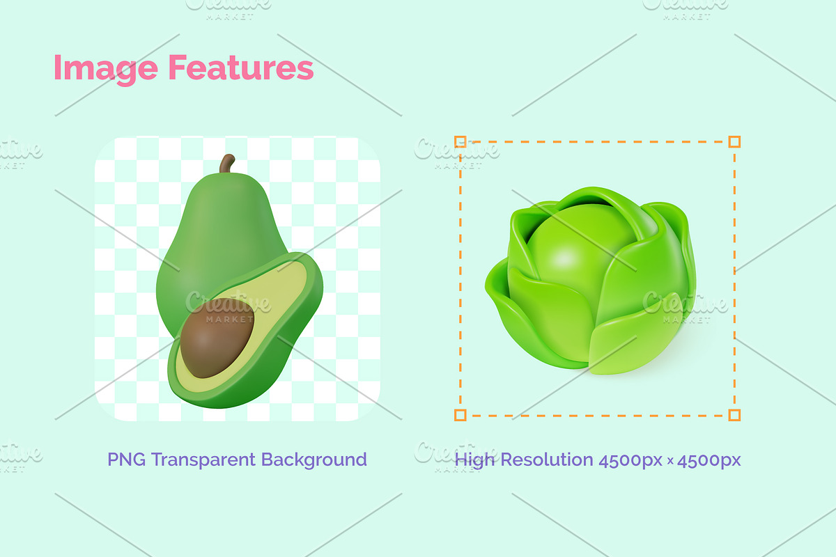 3d Vegetables and Fruits Vector Set, an Object 3D Model by 35lab (Photo 5 of 7)