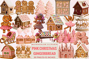 Pink Christmas Gingerbread Clipart B, an Illustration by SVGArt (Thumbnail 1 of 8)