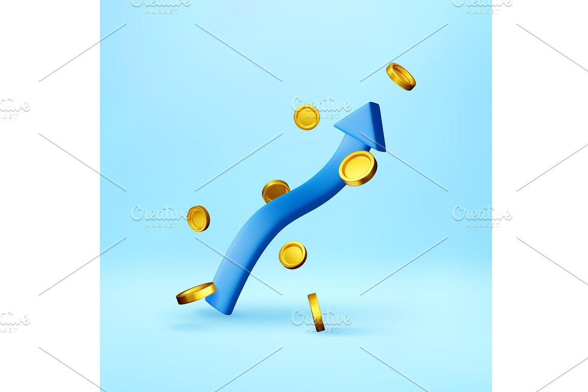 3d Blue arrow upward with floating, a Finance Illustration by Abscent