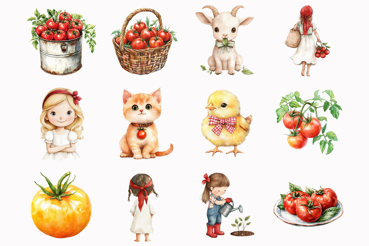 Tomato Girl Clipart, an Illustration by Design Market (Photo 2 of 4)