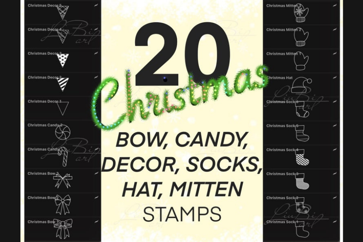 90 Procreate Christmas Stamps Set, a Brush Add-On by LiuBi Art (Photo 2 of 6)