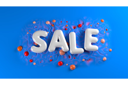sale bright white glossy letters on