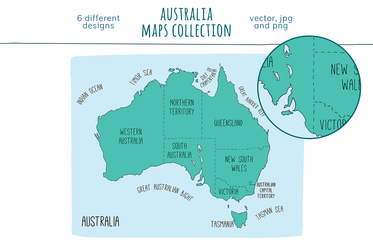Australia Maps Collection, an Education Illustration by Illustrationsforteachers (Photo 4 of 6)