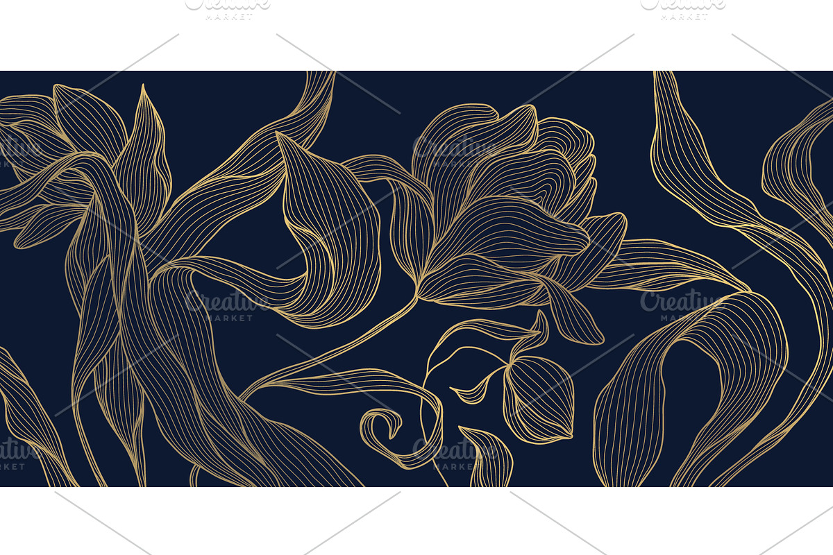 Flowers and Leaves Line Luxury Art, a Pattern Graphic by Marylia (Photo 12 of 27)
