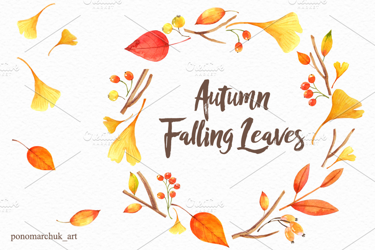 Autumn falling leaves, an Animal Illustration by Colibri Watercolor (Photo 8 of 10)