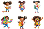 Black Kids Back to School Clipart, a Seasonal Illustration by Designking (Thumbnail 5 of 5)