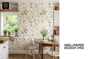 Kitchen Wallpaper Mockup PSD, a Household Mockup by 1001 mockups