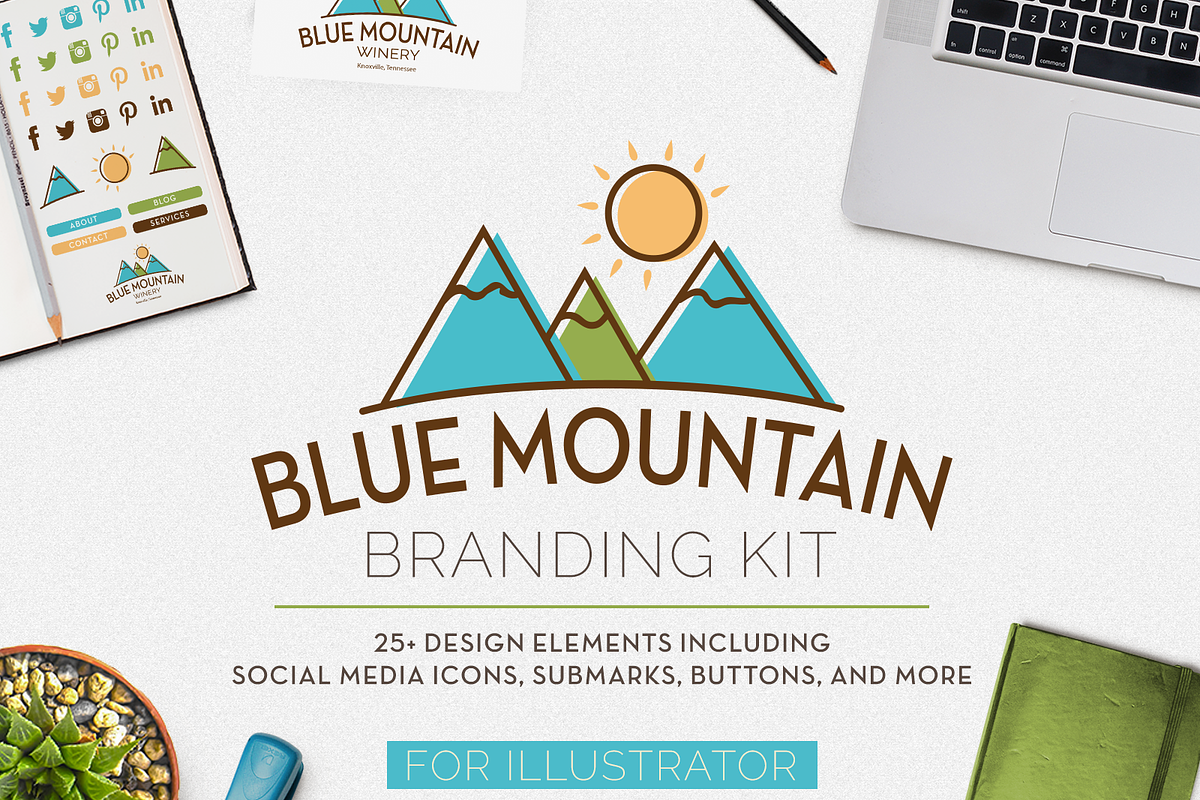 Blue Mountain Branding Kit, a Branding & Logo Template by Lena Elizer Art + Design (Photo 1 of 3)