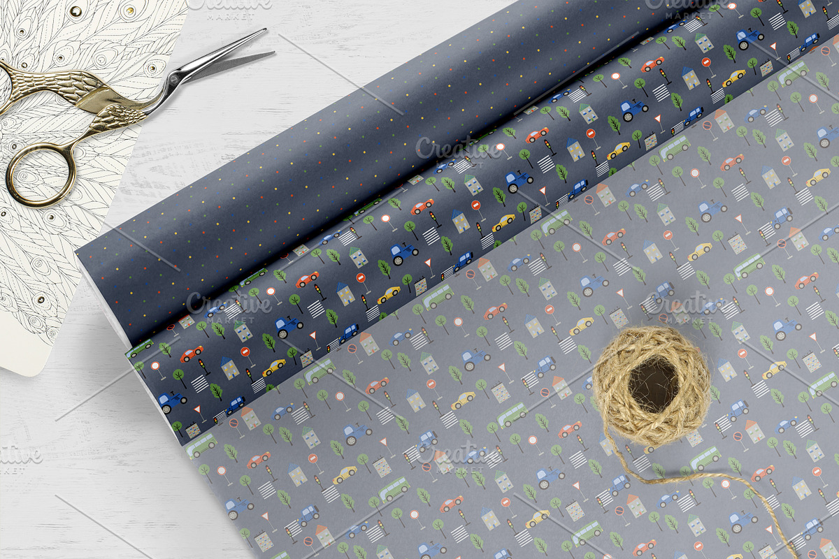 Kids Cars, Dots Seamless Pattern Set, a Pattern Graphic by Oksana Dovhopol Art (Photo 14 of 15)