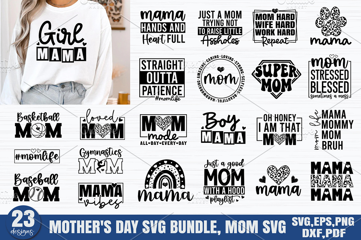 Mother's Day SVG Bundle, Mom SVG, a Graphic by Designer302 (Photo 1 of 24)