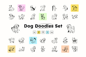 Dog Doodle Icons, a Solid Icon by Prosymbols