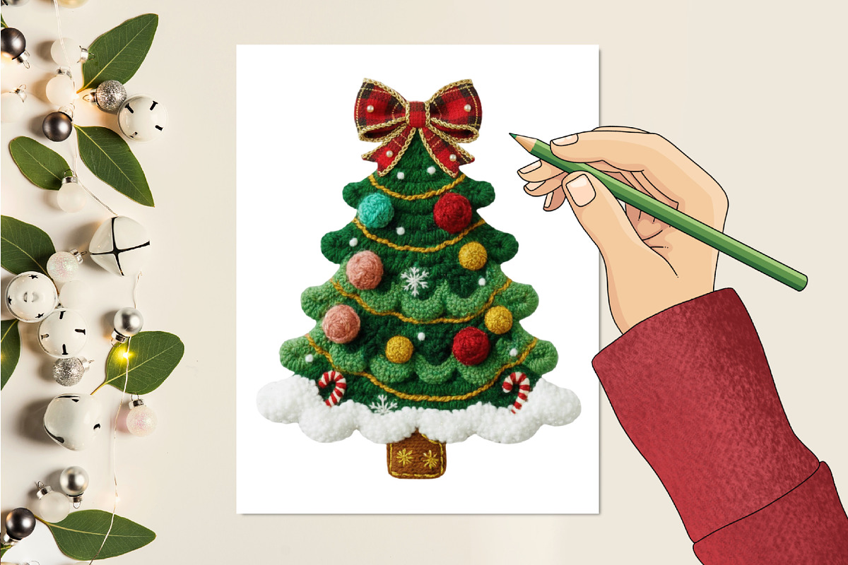 Coquette Faux Yarn Christmas Tree, an Illustration by designcity5 (Photo 7 of 8)