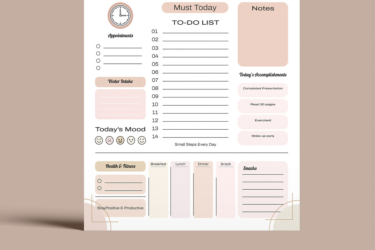 Daily Planner Template, a Stationery Template by MightyDesign (Photo 5 of 8)