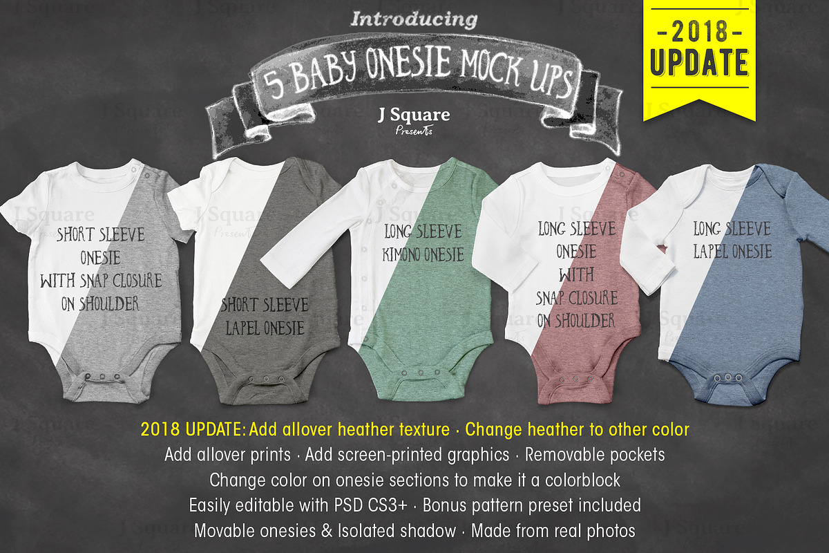 Baby Onesie Mock Ups UPDATE, an Apparel Mockup by JSquarePresents (Photo 1 of 13)