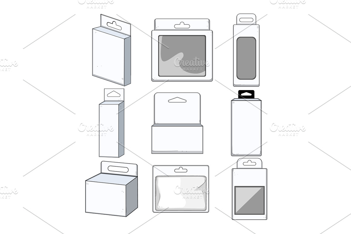 White hanging packaging boxes, a Finance Illustration by pikepicture