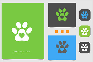 Cat or dog paw icon with house, a Branding & Logo Template by art_creater