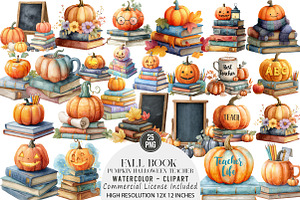 Fall Book Pumpkin Halloween Teacher, an Illustration by DreamArtGraphic