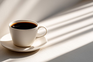 White cup filled with black coffee, a Food & Drink Photo by MistyDay