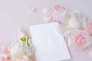 Greeting Card Mockup Flatlay - Posy5