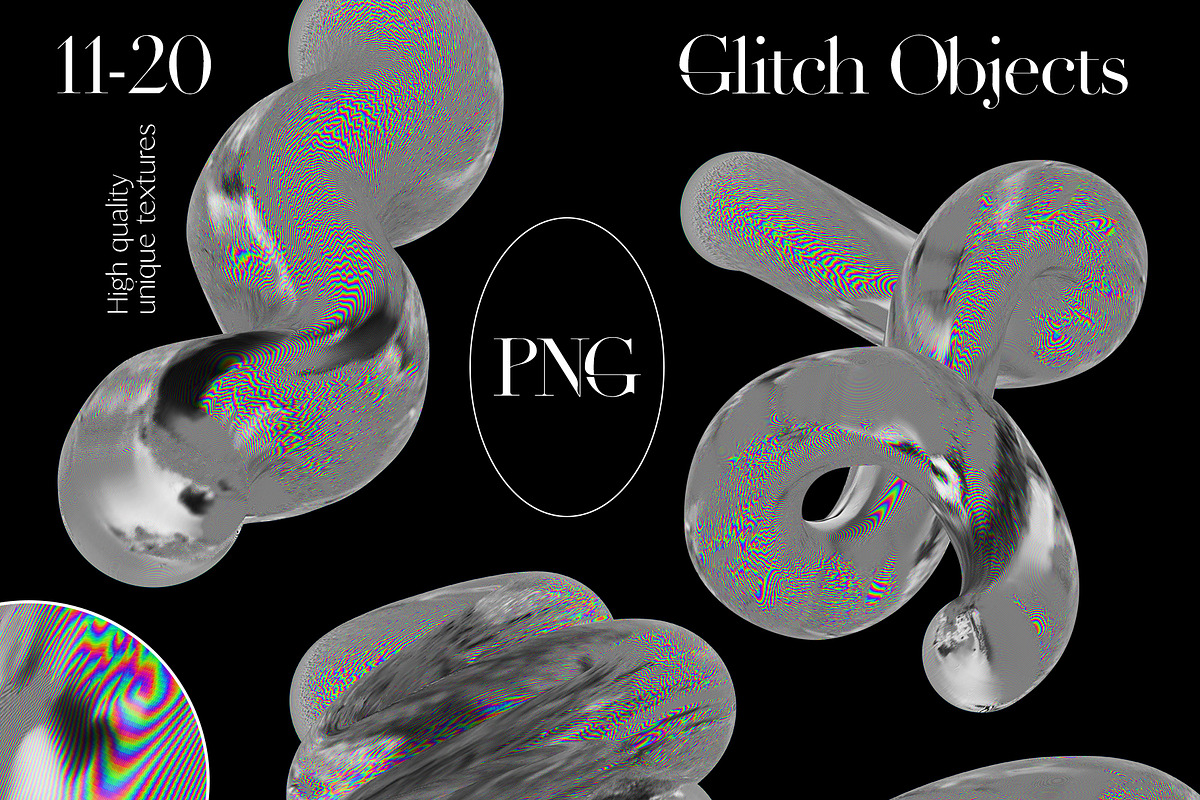 Y2K GLITCH Chrome Textures & Shapes, a Texture Graphic by Oksana Trygub (Photo 12 of 21)