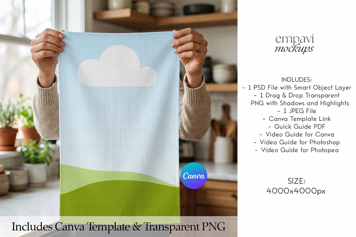 Tea Towel Mockup, a Household Mockup by EmpaviMockups (Photo 3 of 6)