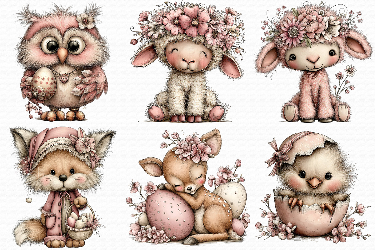 Whimsical Easter Animals Clipart, an Illustration by Libby Wishes (Photo 3 of 7)