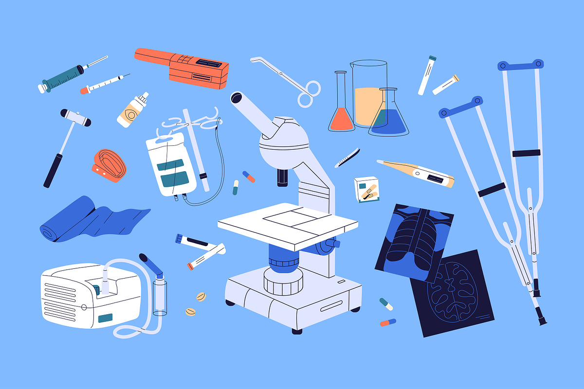 Medical tools set, pattern, banner, a Healthcare Illustration by PaperTrident (Photo 2 of 5)