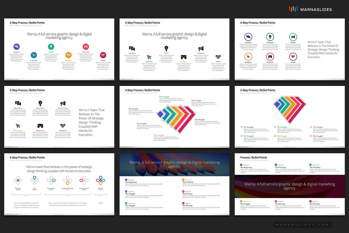 6 Bullet Points PowerPoint Templates, a Presentation Template by Warna Works (Photo 9 of 18)