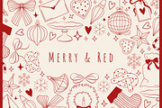 Merry & Red - Christmas line art, a Seasonal Illustration by Nataly_is_Drawing (Thumbnail 1 of 11)