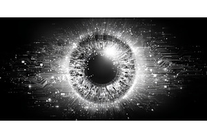 The picture depicts a human eye in, a Technology Photo by ZinetroN