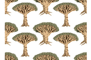 Dragon blood tree seamless pattern, an Object Illustration by Toltemara