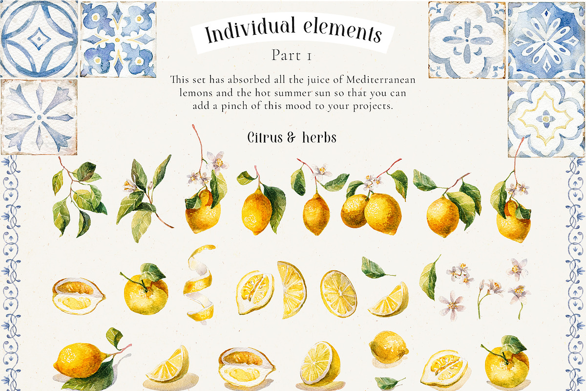 Watercolor Mediterranean summer life, a Decorative Illustration by Pamyatka Shop (Photo 21 of 25)