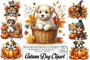 Watercolor Autumn Dog Clipart, an Illustration by DreamPrint404 (Thumbnail 1 of 6)