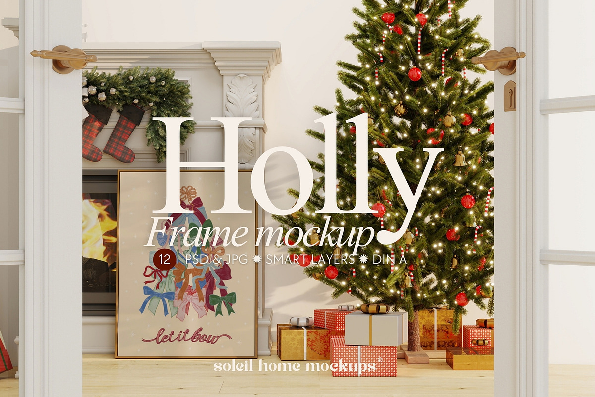 HOLLY | Christmas Frame Mockup Set, a Household Mockup by SoleilHomeMockups (Photo 1 of 11)