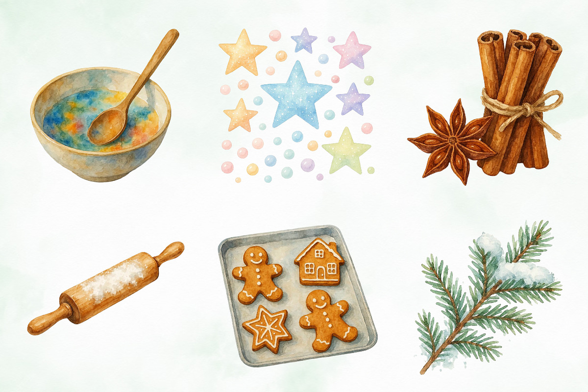 Watercolor Christmas Gingerbread, an Illustration by Creative Art (Photo 2 of 10)