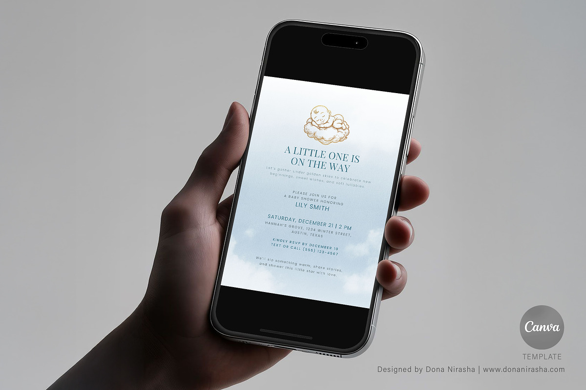 Baby Shower Invite Canva Temp - 31, a Marketing Template by BloomToLife By Dona (Photo 5 of 5)