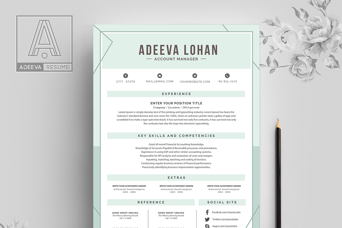 Creative Resume Template Lohan, a Resume Template by AdeevaResume (Photo 3 of 4)