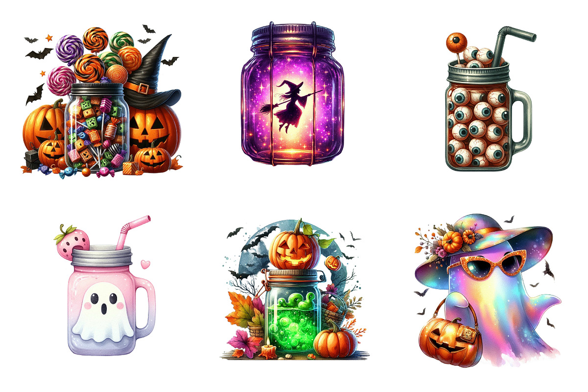 Halloween Mason Jar Clipart PNG, an Illustration by SinaCreation (Photo 5 of 7)