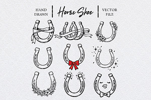 Hand Drawn Horseshoe Clipart Bundle, an Object Graphic by Guavanaboy