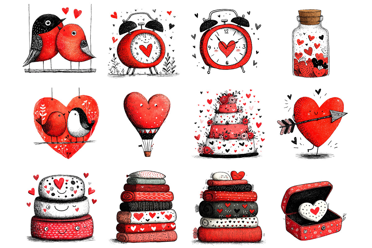 Cute Valentine Clipart, an Illustration by DreamArtGraphic (Photo 4 of 4)