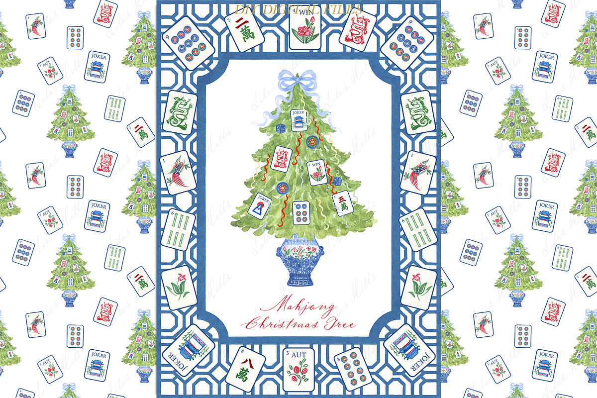 Mahjong Christmas Tree Watercolor, an Icon by LABFcreations (Photo 1 of 4)