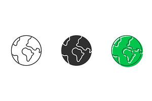 Earth Globe Line and Silhouette Icon, an Object Illustration by Gentle Studio