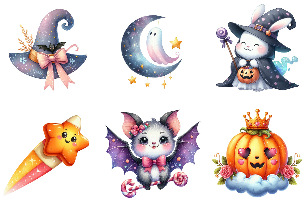 Dreamy Cute Halloween Clipart, an Illustration by DreamArtGraphic (Photo 2 of 5)