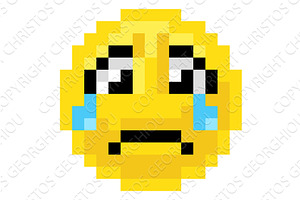 Pixel Art Emoji Emoticon Crying Face, an Emoji Icon by Christos Georghiou