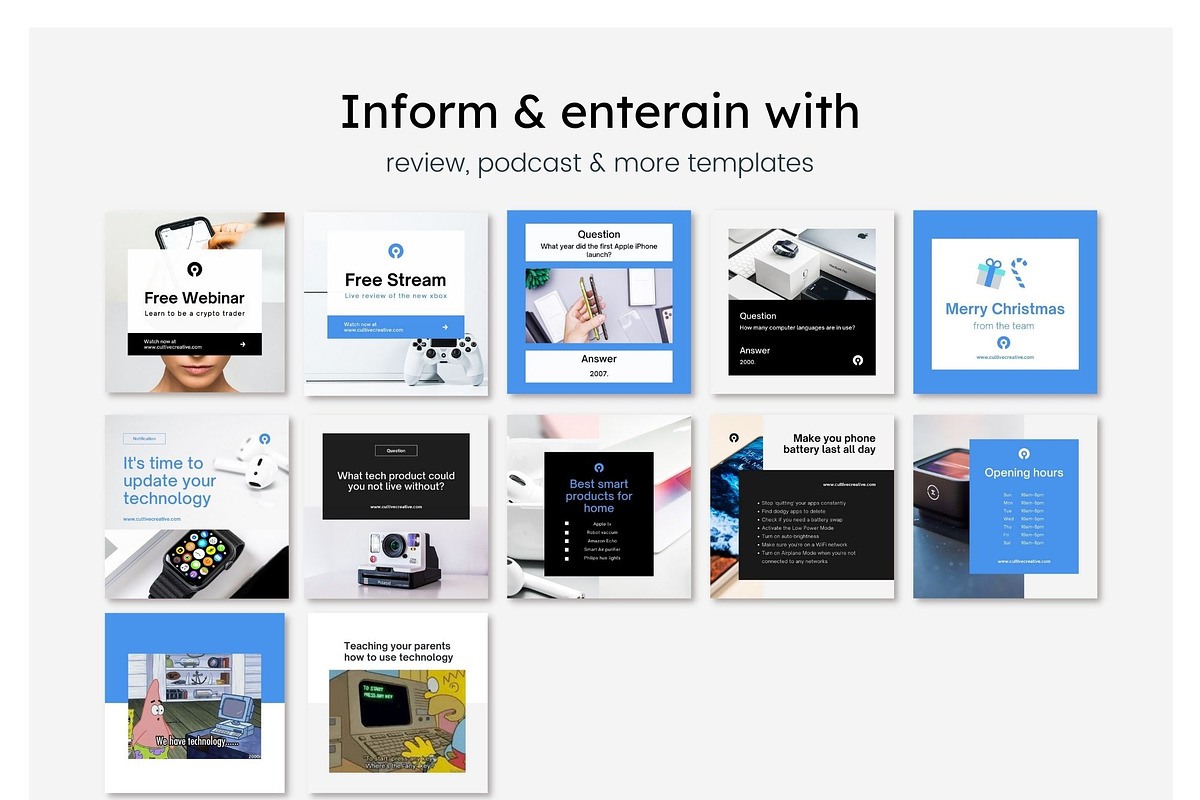 Technology Instagram Feed Canva, a Social Media Template by Cultive Creative (Photo 12 of 13)
