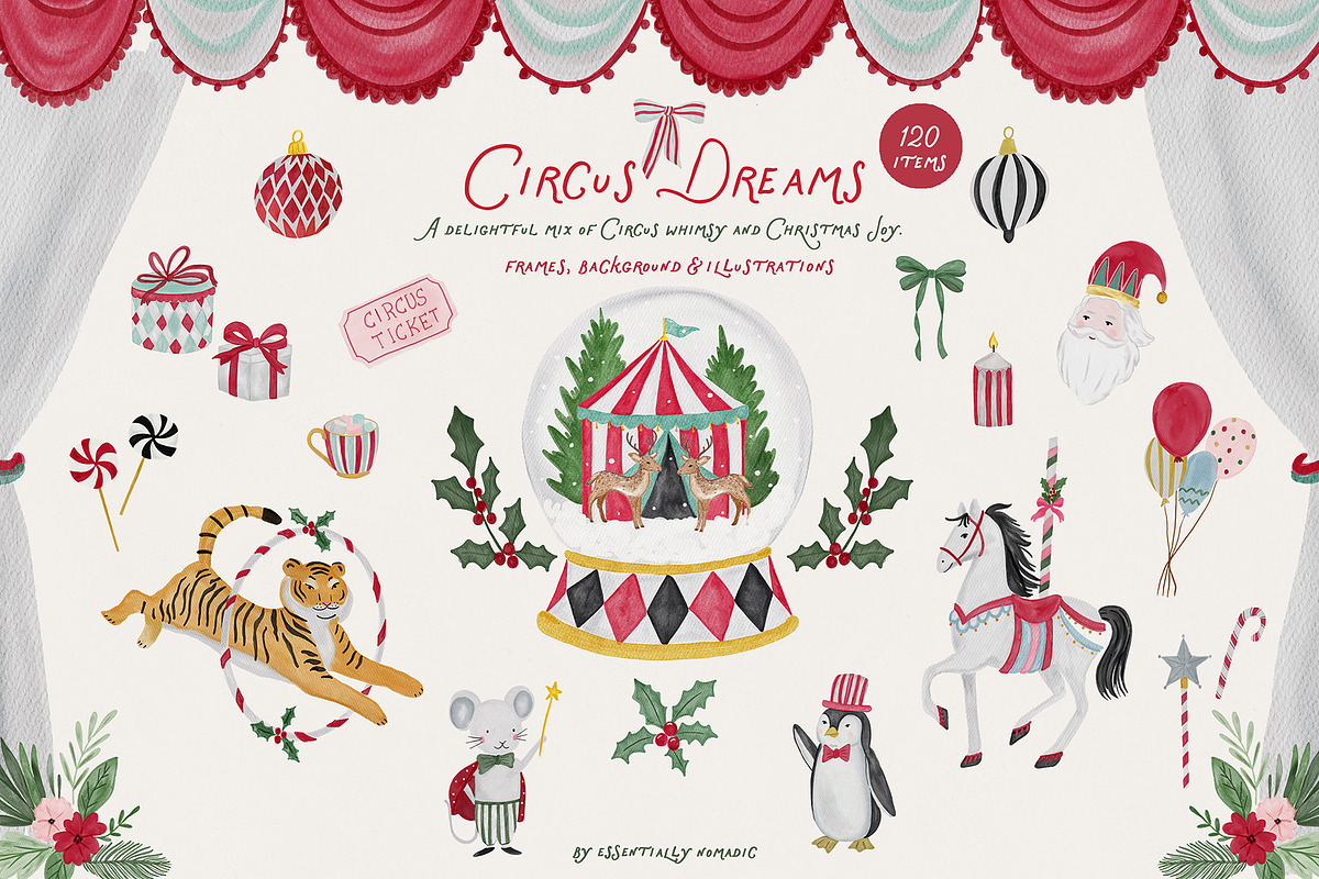 Christmas Circus Cliparts & Frames, an Object Graphic by Essentially Nomadic (Photo 2 of 9)