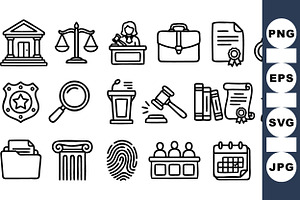 Legal Law Icon Clipart Set, an Illustration by designvectx